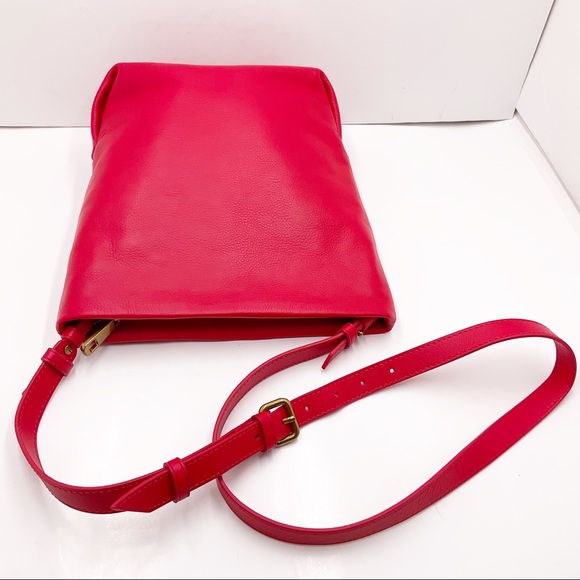 🆕{J. Crew} Oslo Soft Red Pebble Leather Bucket CrossBody Bag - Picture 10 of 16